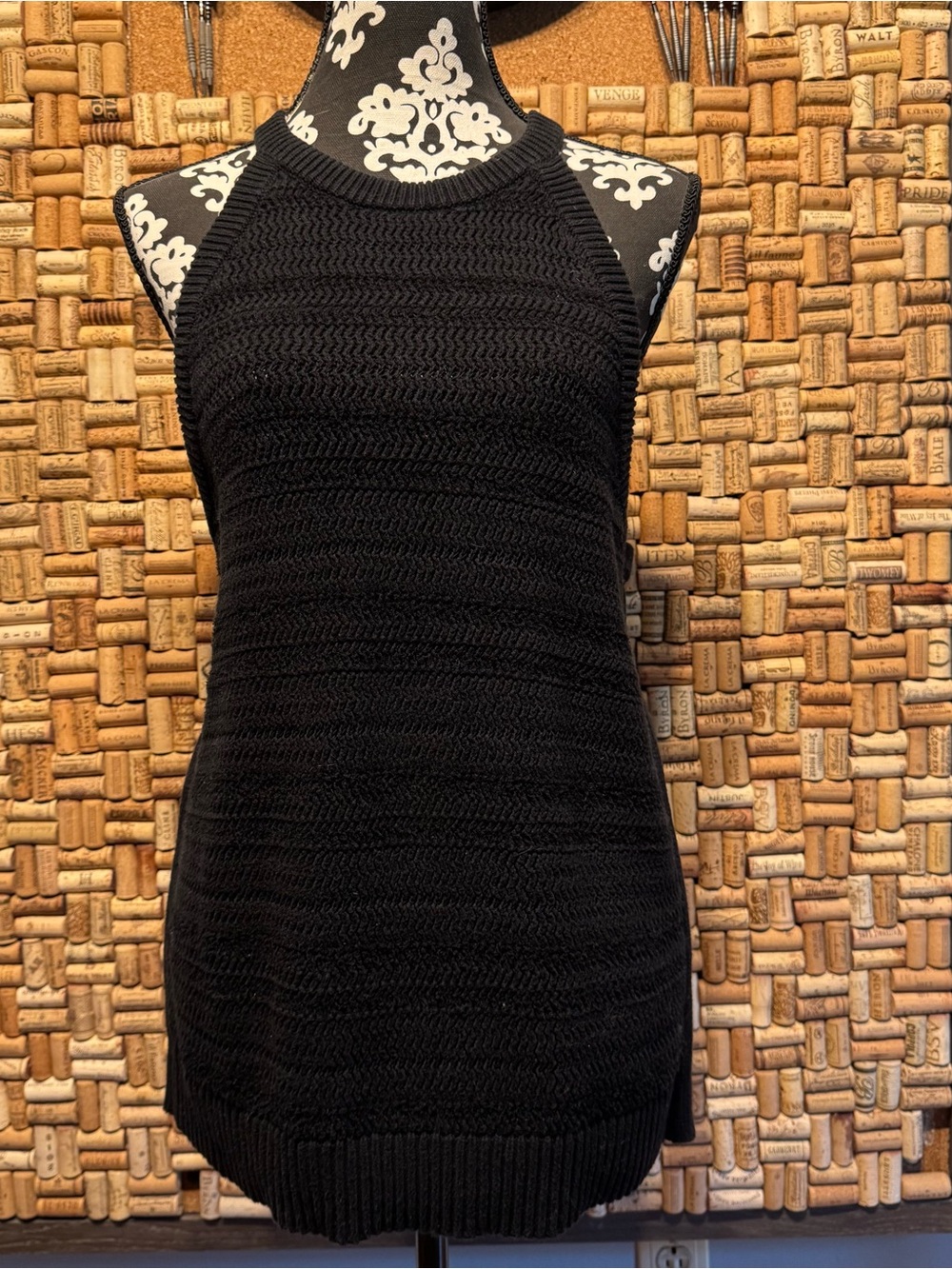 GAP Black Ribbed Knit Tank Top